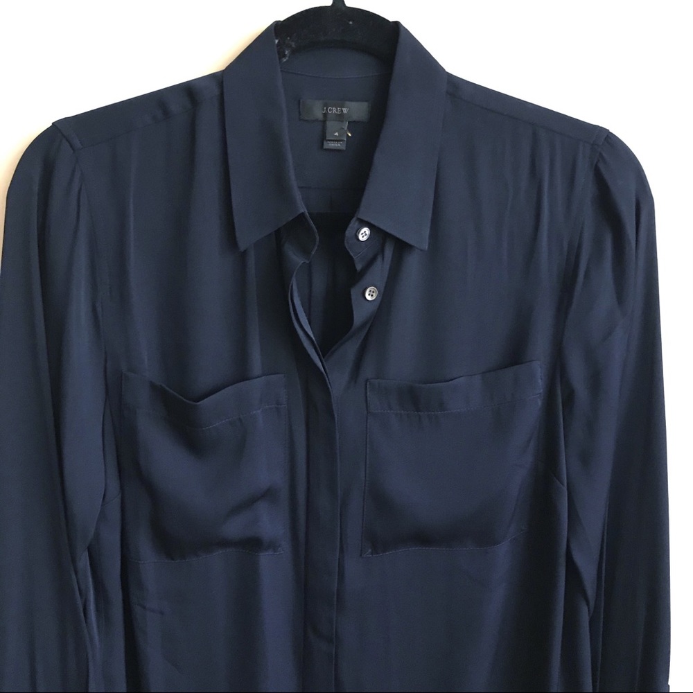 J. Crew Silk Pocket Blouse